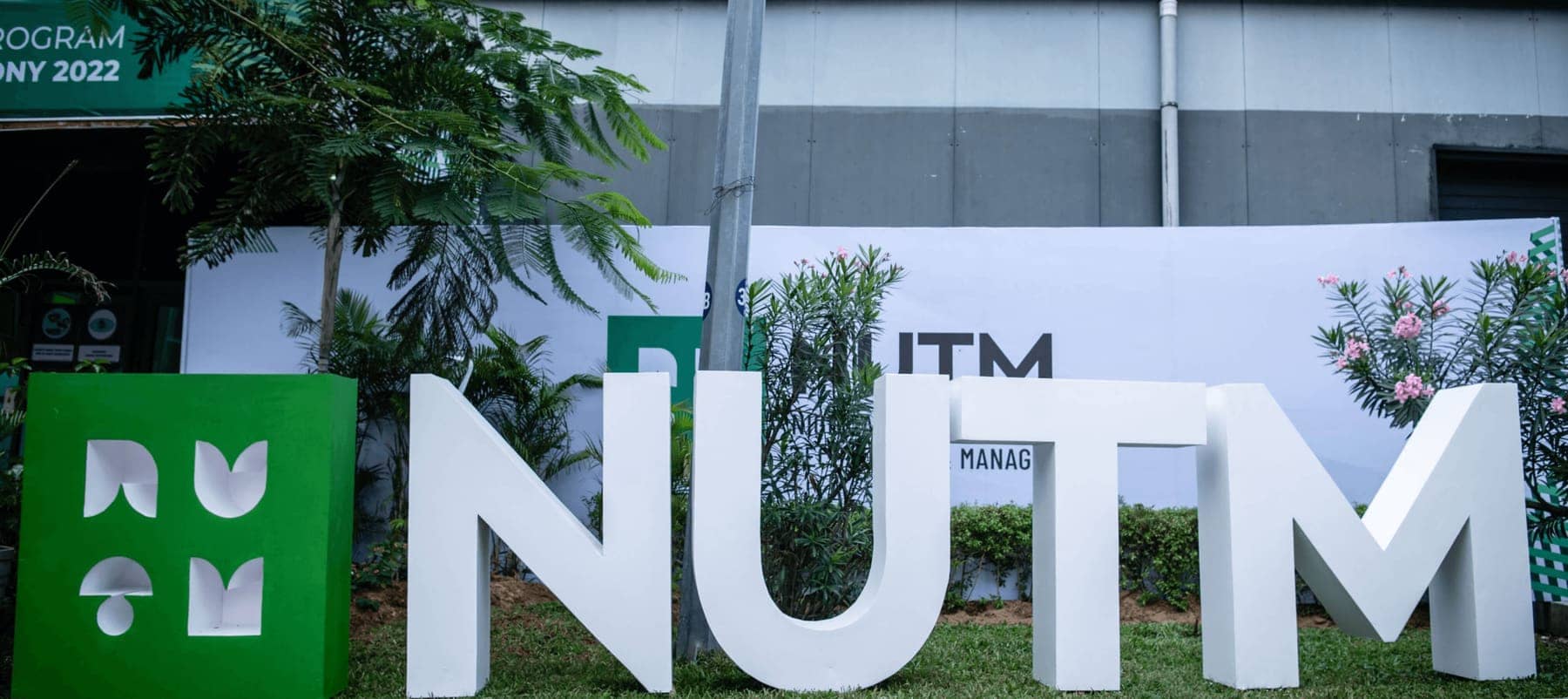 The NUTM lettering on the campus grounds in Apapa